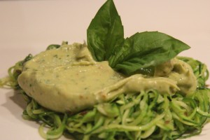Courgette Noodles with Avocado and Basil Sauce